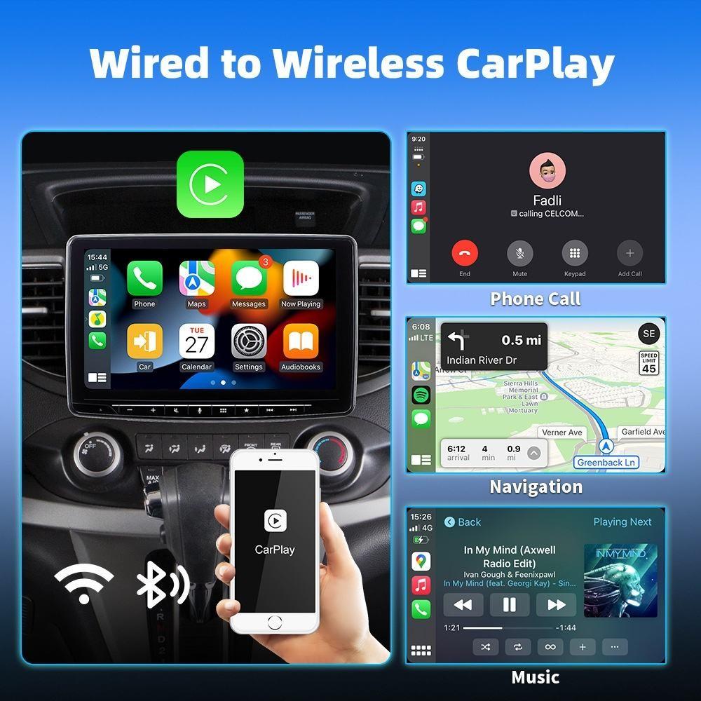 Upgrade Wired to Wireless Carplay, Plug-And-Use Design, Easy Installation, Compatible with Original Controller, Includes Data Cable, Wireless Carplay Adapter