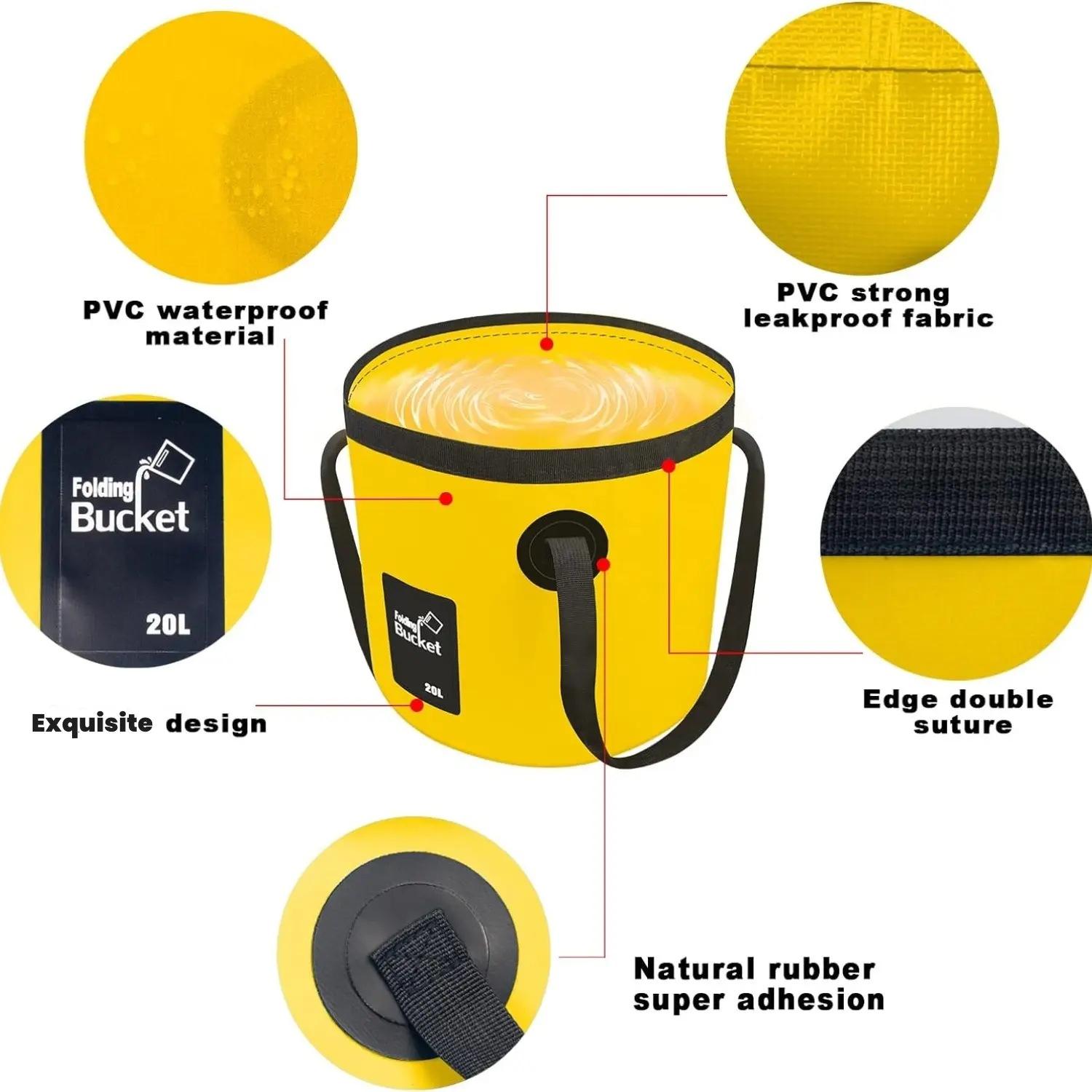 1PC 20L Folding Bucket, Portable Water Container with Reinforced Handles and Collapsible Design for Camping, Fishing, Car Washing and Gardening