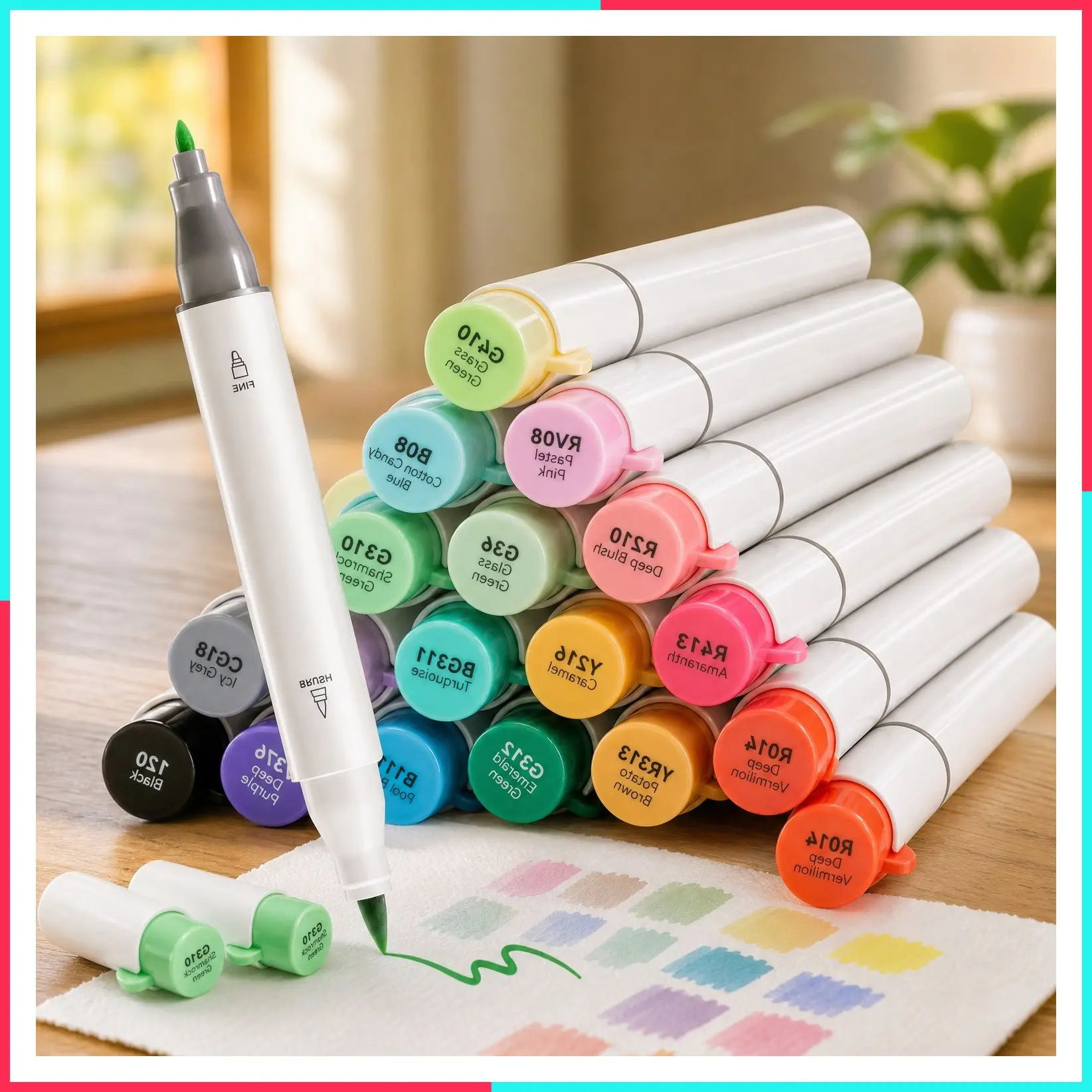 Alcohol Markers Brush & Fine 24 Colors for Adults Coloring Refillable | AP Certified Refillable Art Marker Set Dual Tips Alcohol-based for Artist Beginner Drawing Illustration Sketching