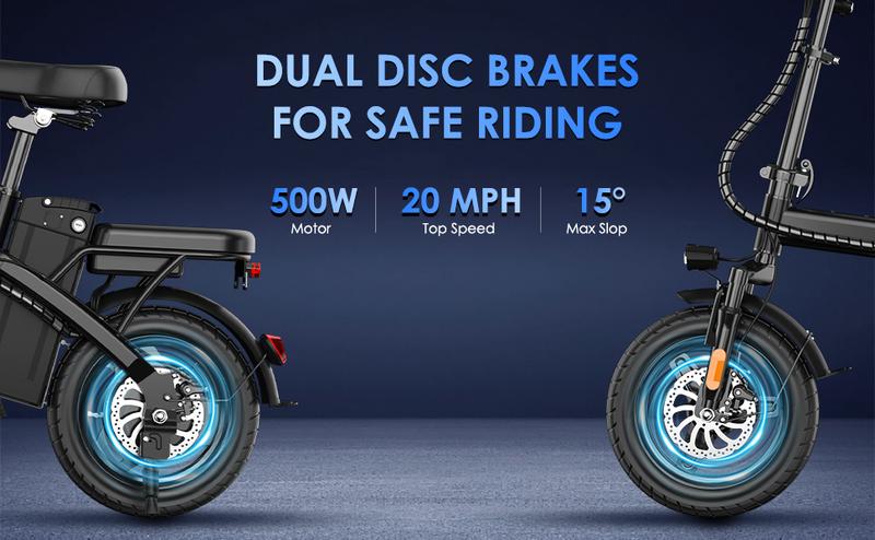 Electric Bike 750Watt Motor, 22MPH 30+ Miles PAS Range Bikes, Folding Ebike 14" Adults Electric Bicycles, 48V12 Removable Battery,  Men's and Women's Adult E-bike,UL 2849 Certified