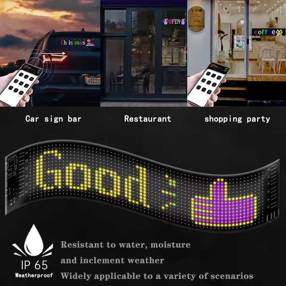 Flexible LED Matrix Pixel Display Devil Eye Car Light Decoration, Programmable Digital Panel, DIY Custom Patterns Text Animations, Bluetooth-compatible APP Control