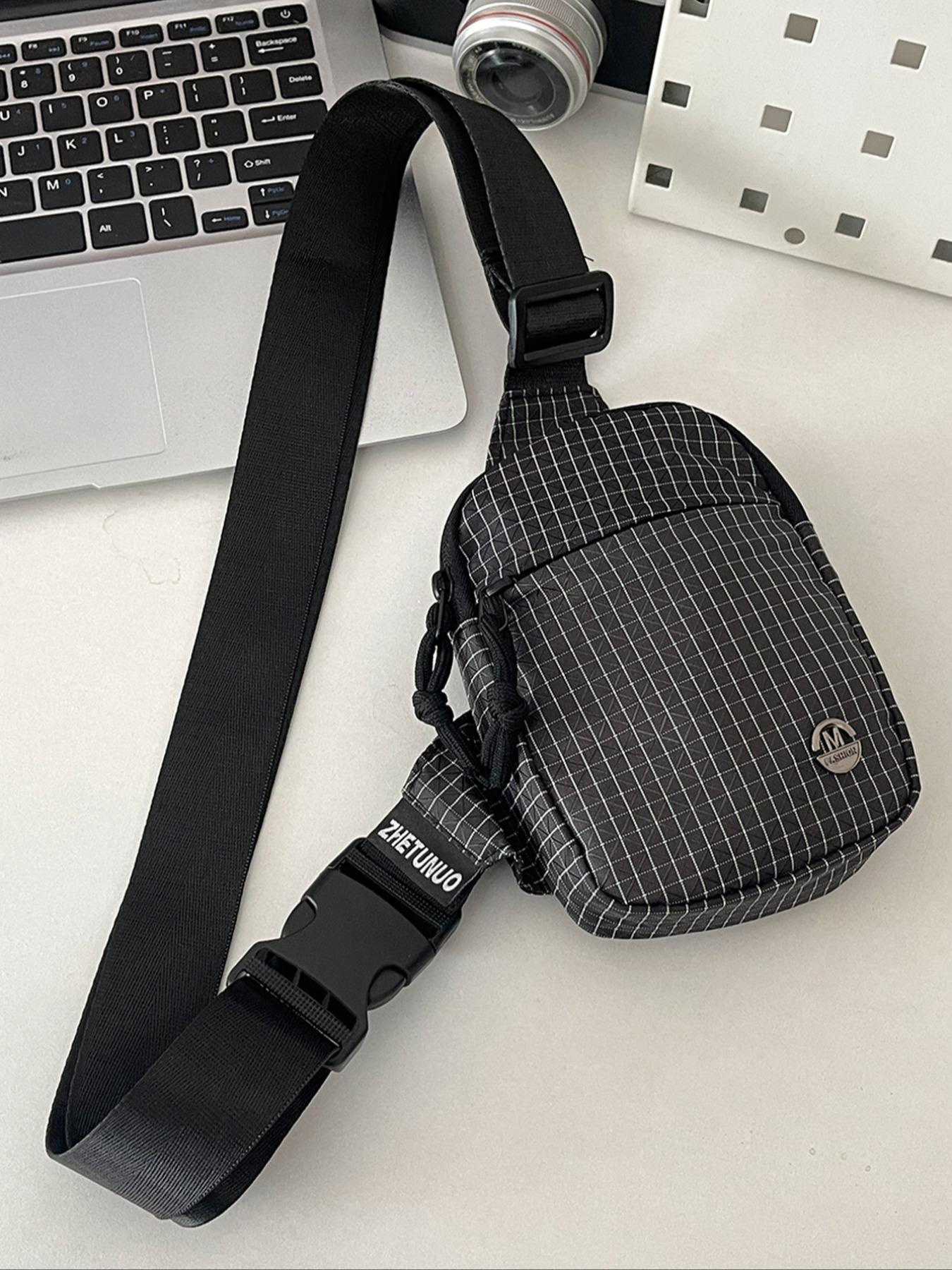 New Trendy Fashion Unique Design High-End Texture All-Season Outdoor Commute Versatile Travel Personality Casual Plaid Small Bag, Lightweight Unisex Multifunctional Shoulder Crossbody Bag