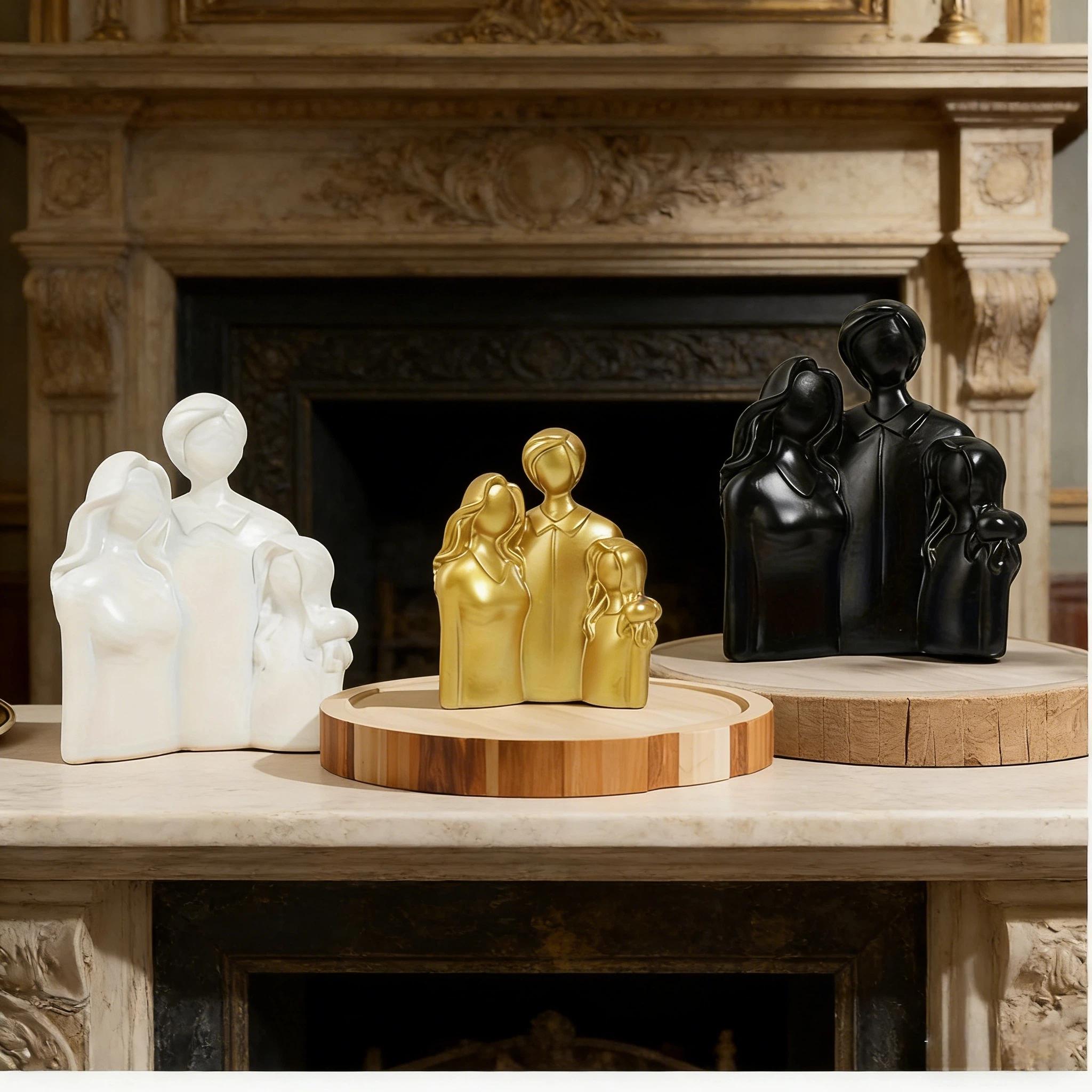 Warm Family Resin Sculpture, Healing Series, Multiple Colors Available, Entryway TV Cabinet Decor, Perfect Gift for Holidays