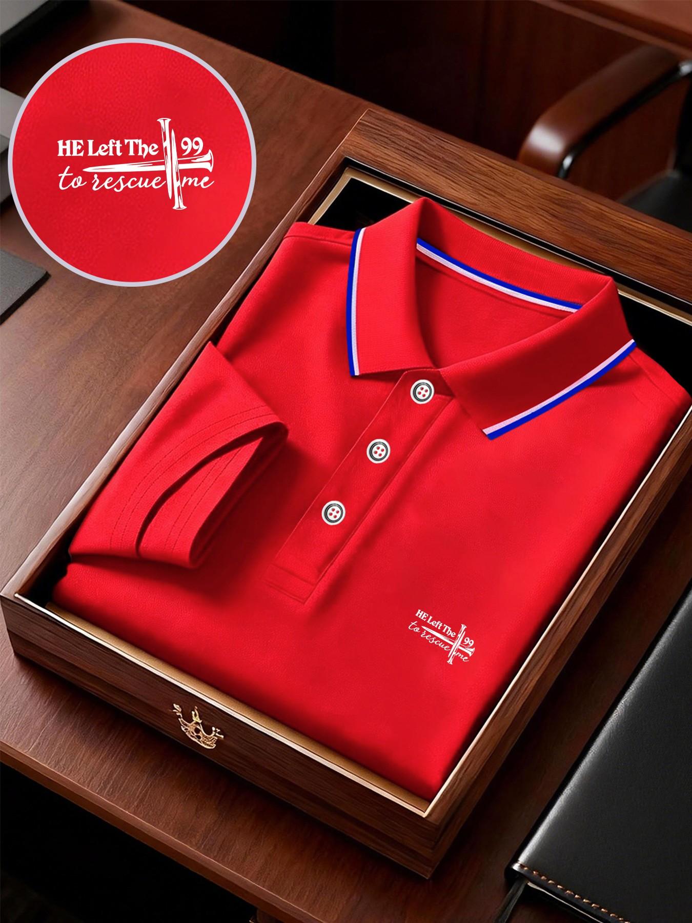 Men's Geometric Print Polo Shirt, Loose-Fitting Short Sleeve, Breathable Elastic Fabric, Casual Business Tee, Spring Summer New Arrival