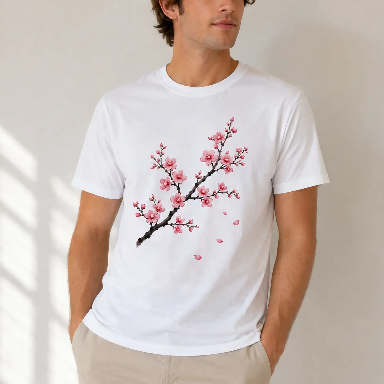 Cherry Blossom T-Shirt, Sakura Floral Graphic Tee, Minimalist Botanical Nature Shirt, Japanese-Inspired Spring Gift