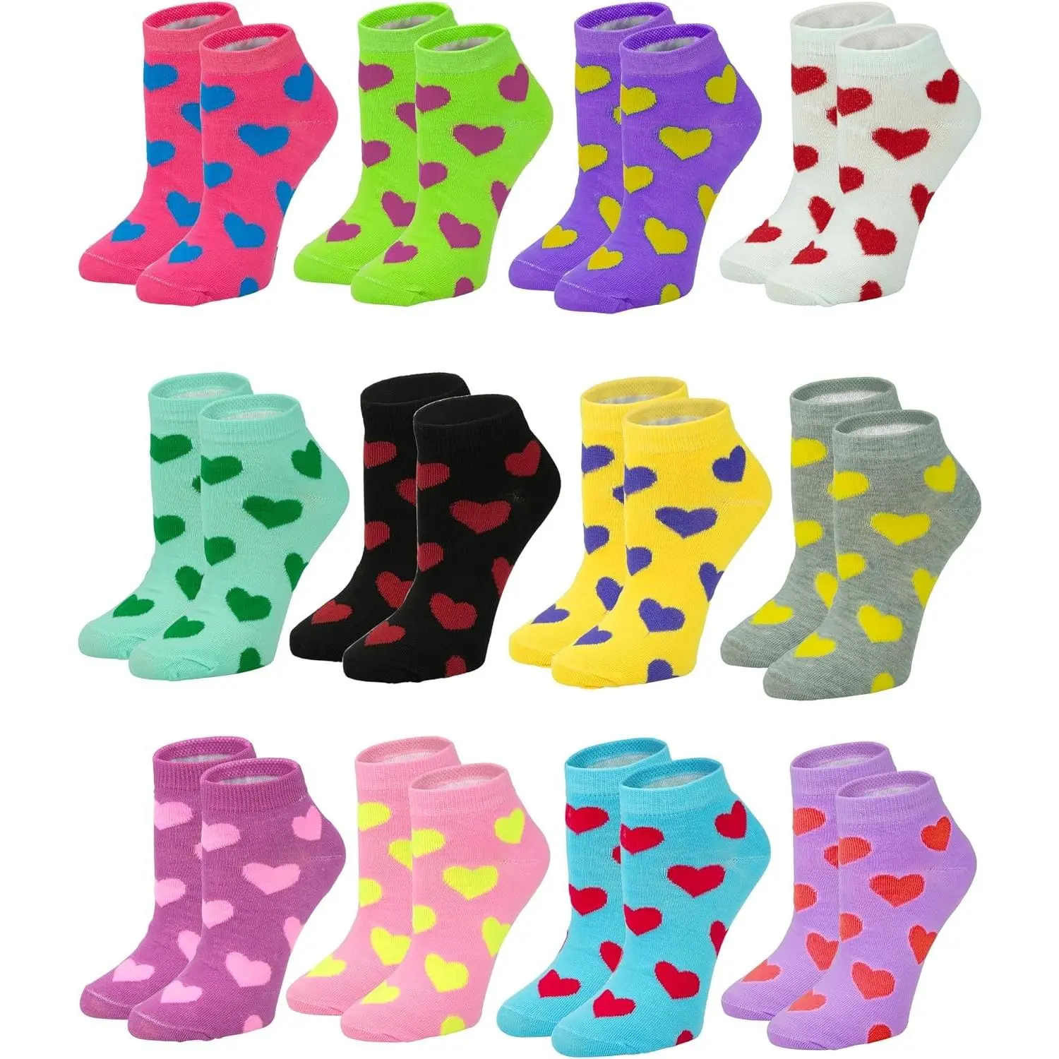 Women's Ankle Socks, 12-Pair Pack - Colorful, Comfortable, Lightweight, Breathable Athletic SocksGift