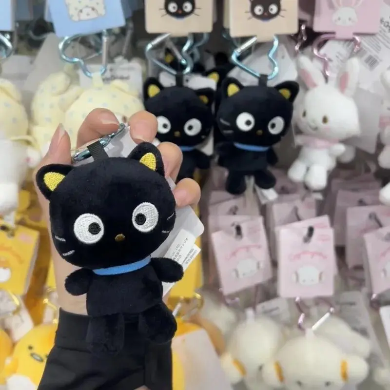 Kawaii Sanrio Choco Plush Doll Keychain Anime cute Black Cat Bag Accessories heart buckle Chococat Stuffed Animals Small Gift