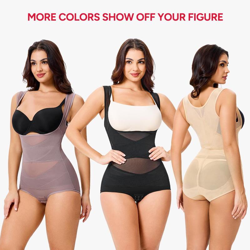 Nebility Women's Clothing Mesh Breathable Basic Faja Shapewear Minimalist Comfort Sleeveless Tops High Waist Compression Womenswear Brown Body Shapewear Shapewear Garment Sexy High Waist Shapewear Lady
