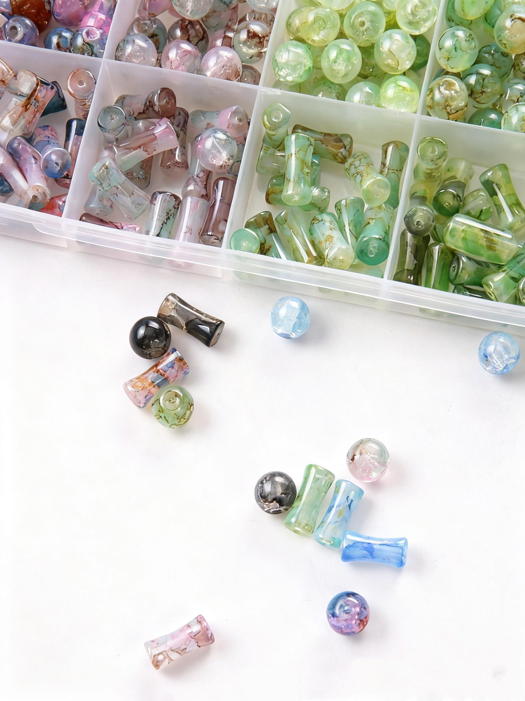 700+ Pcs Assorted Colorful Glass Beads, Unique Patterns for Jewelry Making, Perfect for DIY Crafts & Enthusiasts, Beads Set