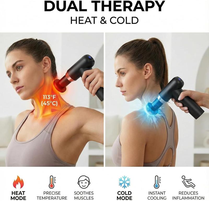 Massage Gun with Heat Deep Tissue Body Massager for Pain Relief,Muscle Percussion Massage Gun, Birthday Gifts for Men Women Dad him Handheld Message Gun with 6Heads&Silent