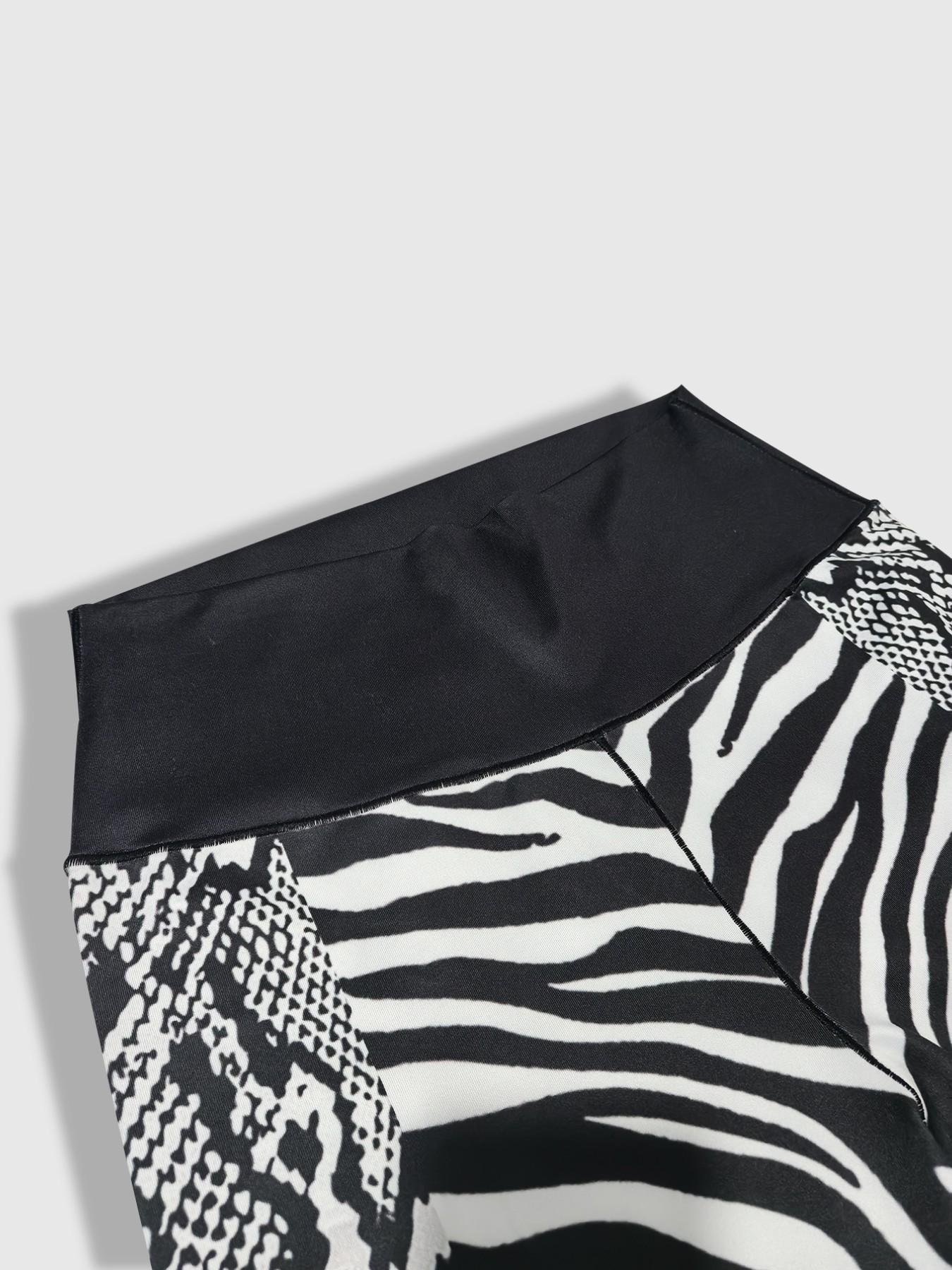 Women's Casual Sporty Yoga Pants, High Waist Butt Lifting Tight Fit, Leopard Snake Zebra Patchwork Printed Sports Leggings