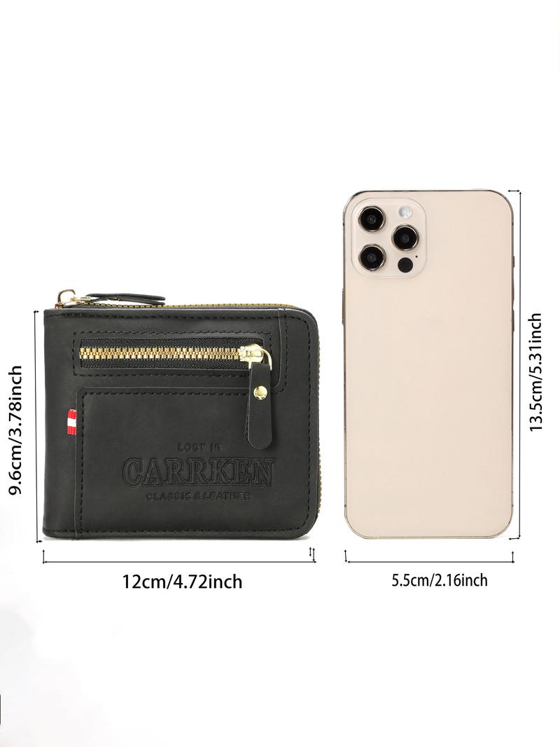 Men's Business Fashion Zipper Short Wallet, Multi Card Slot Card Holder, Multifunctional PU Leather Wallet, Casual Trendy Versatile High-quality Daily Wallet for Men, Credit Card Holder