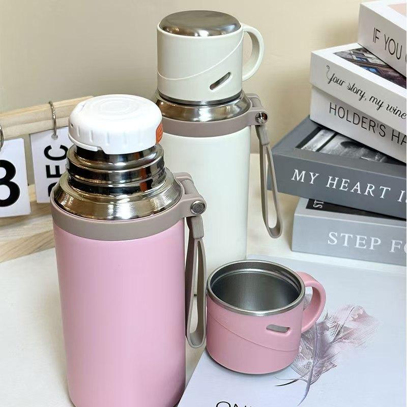 20.29oz Stainless Steel Water Bottle with Dual-Layer Insulation Leak-Proof Lid, Ideal for Camping Office Gift, Cold & Hot Use, Flasks
