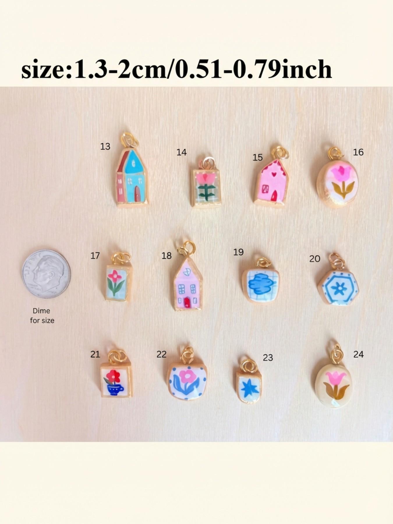 1PC stylish and minimalist commuter-style pendant, enamel painted, square, floral series pendant, 18K gold-plated stainless steel, suitable for DIY fashion accessories such as keychains, bags, and jewelry.