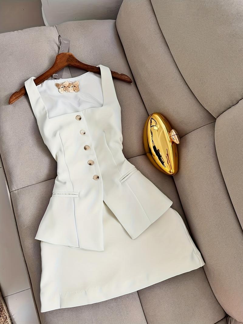 New Women's Short Skirt Two-Piece Set Vest Top Elegant Casual Fashion, Stylish Summer, Perfect for Daily Wear