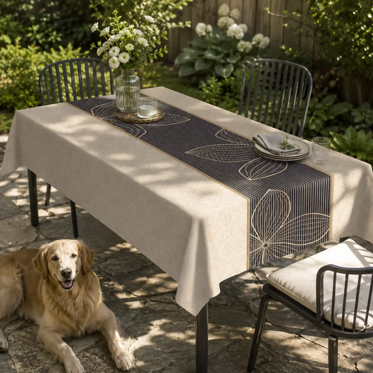 EastJia 1pc Rectangle Polyester Tablecloth - Bohemian Floral Design, Durable, Easy to Clean, Machine-Made, Ideal for Party Dining & Home Decor, Valentine's Day Celebrations