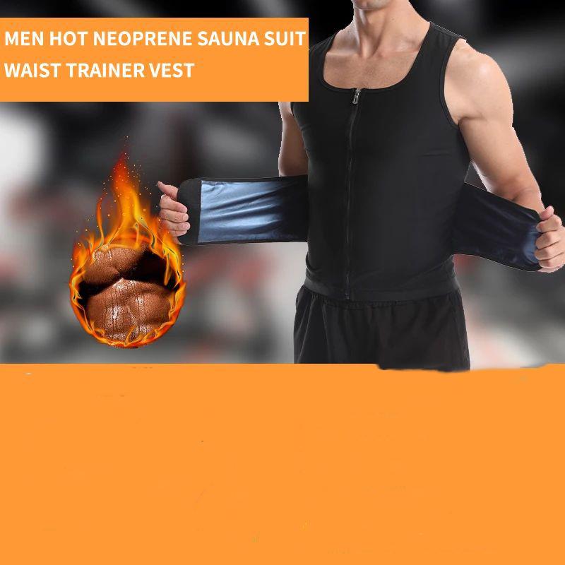 Men Body Shaper Sauna Sweat Vest Workout Tank Top Abdomen Reducer Waist Trainer Belly  Shapewear with Zipper Compression Garment Compression Shirt Activewear
