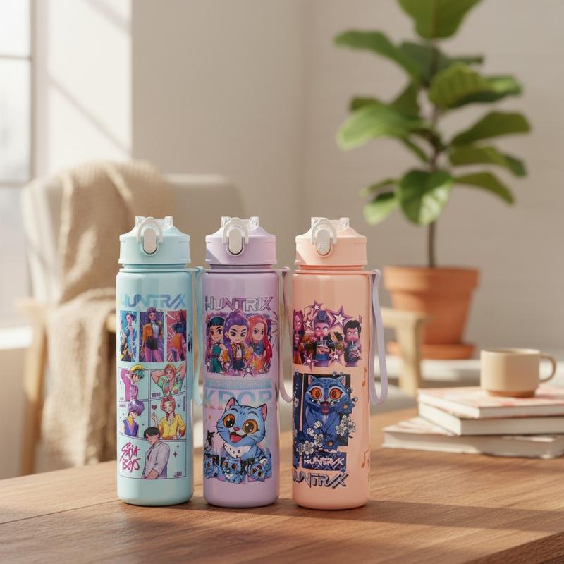 Cute Cartoon Insulated Cup, Tumbler with Lid, Trendy Girl Design, Fun Cat Pattern, Portable Water Bottle for School, Travel, Coffee, Halloween Party, Teen Gifts