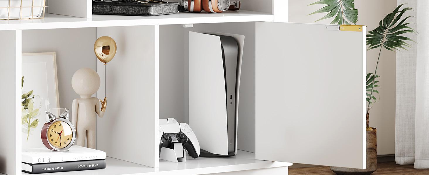 【SPOTLIGHT DAY】ONBRILL LED TV Stand for 80 Inch TV, 70 Inch Entertainment Center with Power Outlets, Modern TV Console Gaming Media Television Stands with Storage for Living Room, Bedroom, Gaming Room