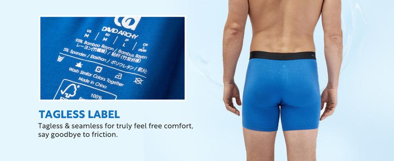 7 Pack Davd Archy Men's Bamboo Rayon Menswear Boxer Briefs, Wicking Moisture&Cool, Support Fly Pouch, Soft Machine Washable, Seamless Fabric Spandex Breathable Undergarments Fashion