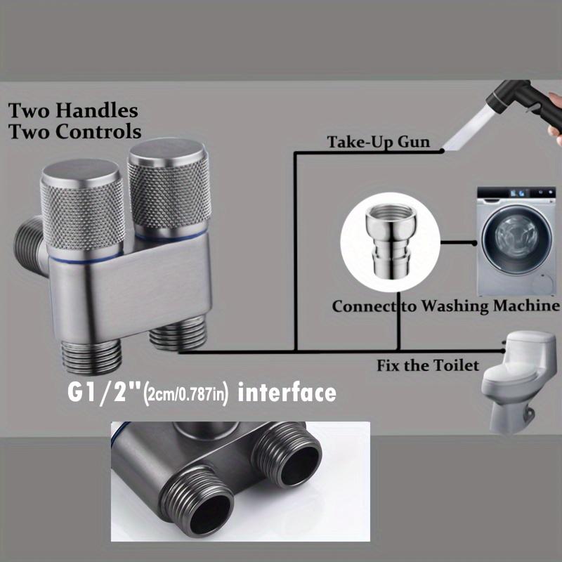 High Pressure Shower Spray Gun Set, Copper Body Dual Control Faucet, Bathroom Accessories, Toilet Bidet Attachment, One in Two Out Design, Toilet Cleaner