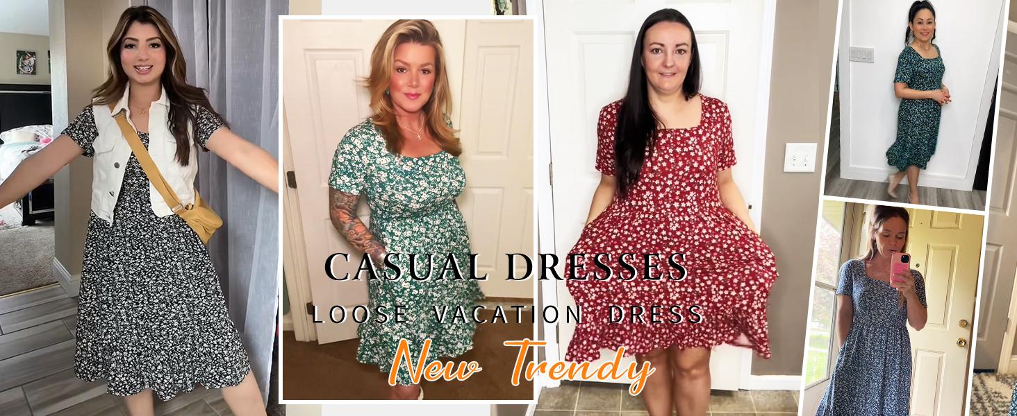 AUSELILY Womens Square Neck Dresses Ditsy Floral Print Short Sleeve A-Line Ruffle Empire Waist Sundress with Pockets 2026 Shortsleeve AUSELILY Womens Square Neck Dresses Ditsy Floral Print Short Sleeve A-Line Ruffle Empire Waist Sundress with Pockets 2026 Shortsleeve