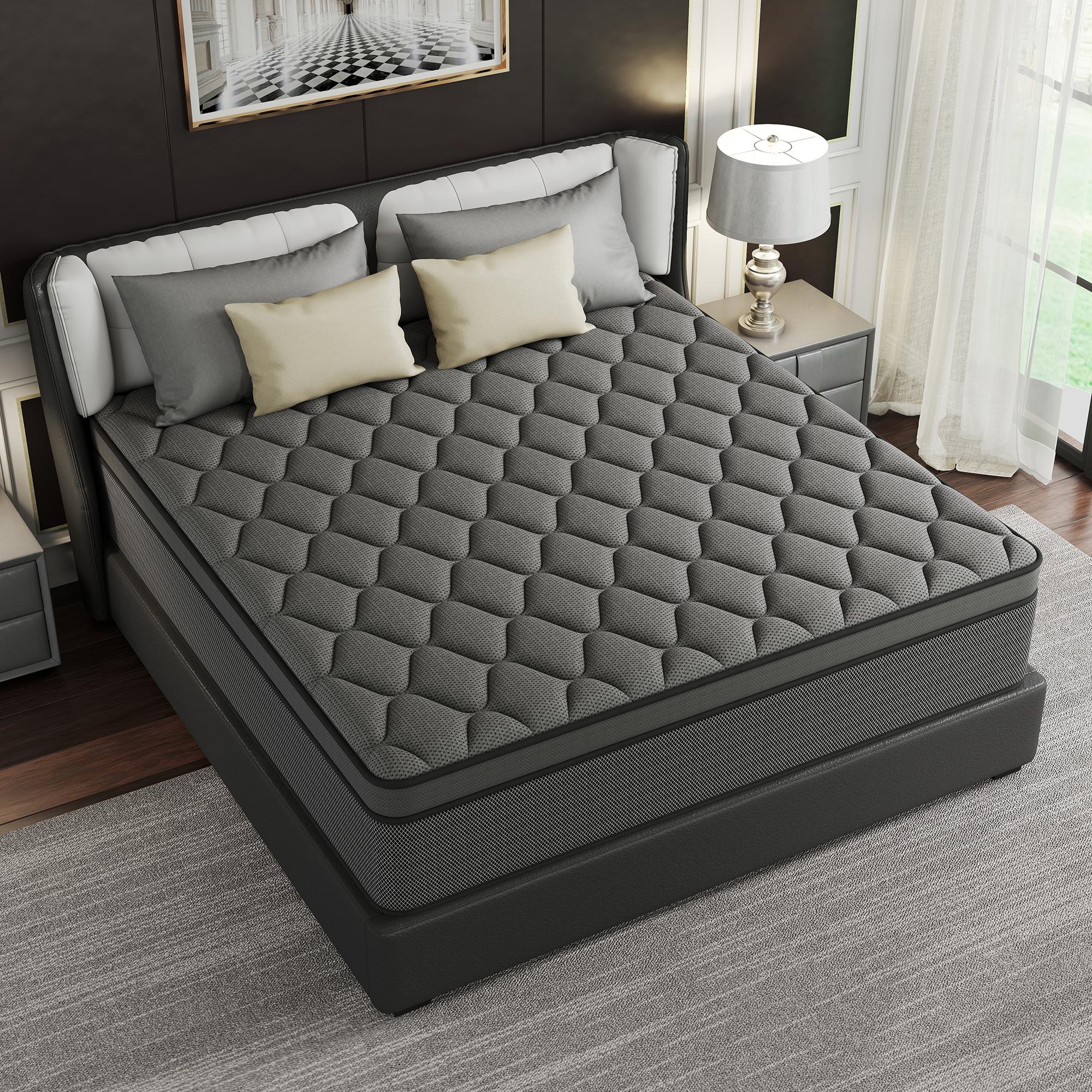 BOMASS 12-14 Inch Hybrid Mattress Twin Full Queen King Size Memory Foam InnerSpring Black Gray Mattresses Durable Medium Firm Soft Bed In A Box