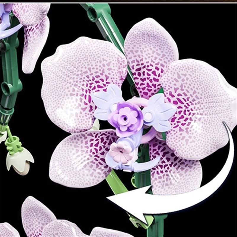 Orchid Series 13115 Butterfly Orchid Bouquet Puzzle, High-Quality Building Block Toy, Perfect Gift Choice, Educational and Fun