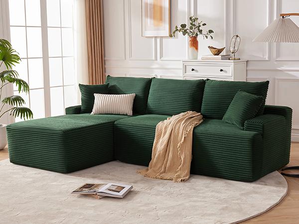 【2 packages shipping】Cloud Sectional Couch, Boneless Sofa for Living Room, Modular Sectional Sofa with Deep Seat, Fluffy Comfy Couch with L-Shaped Chaise, No Assembly Required