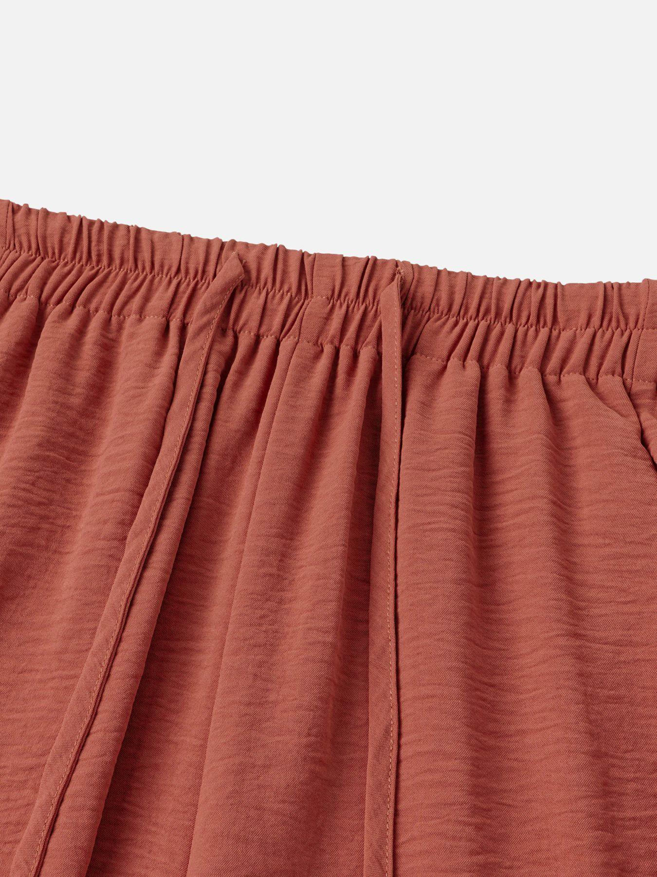 Women's Casual Pocket Elastic Waist Long Pants, Lace Patchwork Bottoms, Asymmetrical Hem, Summer Loose Wide-Leg Pants, Womenswear