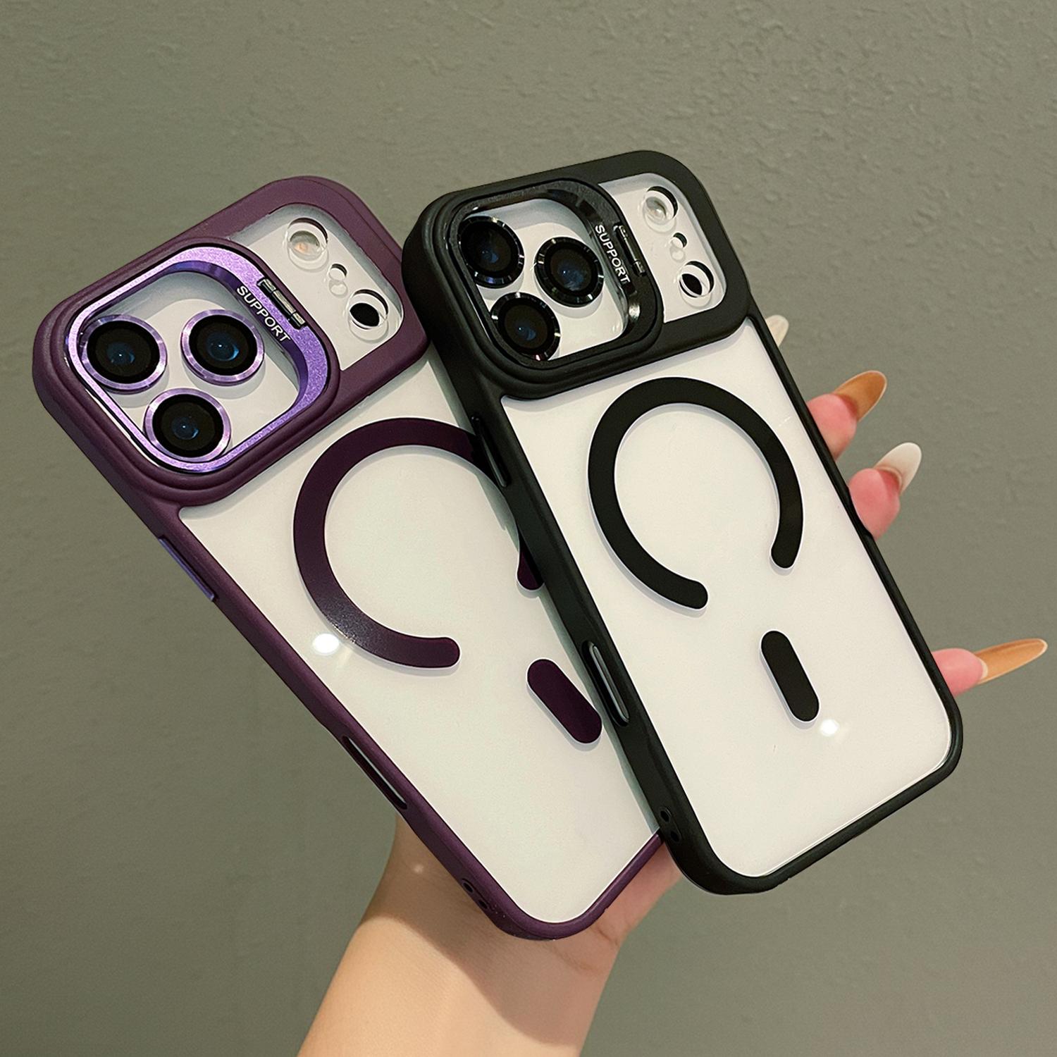 Magnetic Case For iPhone 17 Pro Max 16 15 14 13 12 Camera Lens Protector Anti-Yellowing Soft Edge and Anti-Scratch Hard Back, Shockproof Military-Grade Protection Acrylic Clear Phone Cover