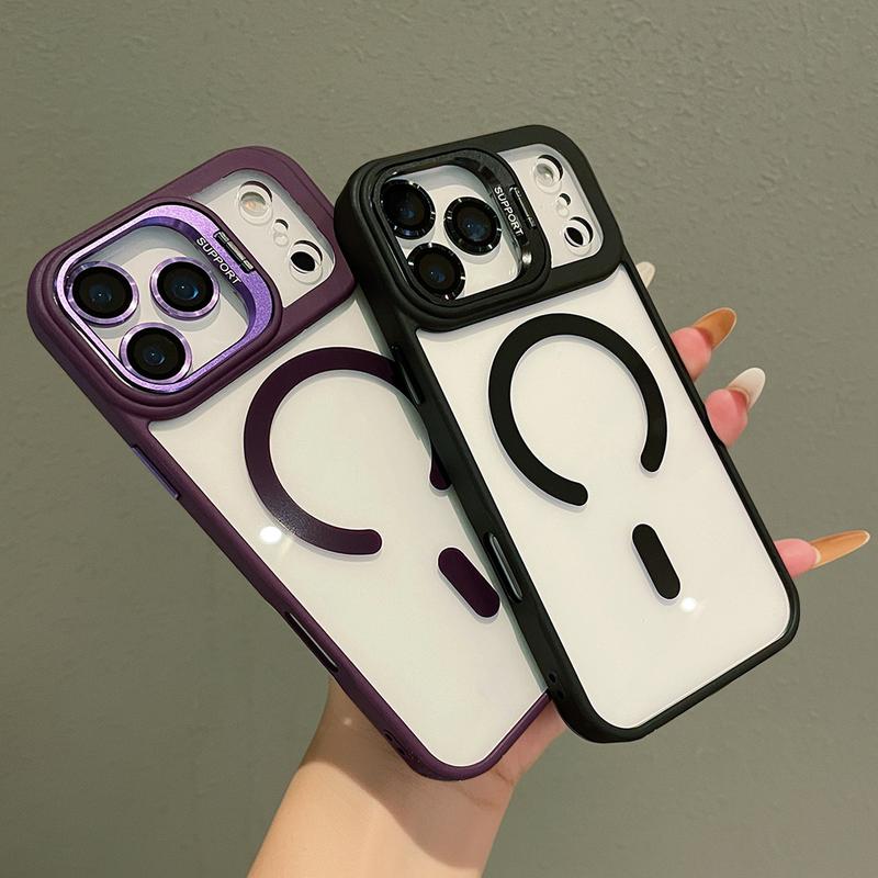 Magnetic Case For iPhone 17 Pro Max 16 15 14 13 12 Camera Lens Protector Anti-Yellowing Soft Edge and Anti-Scratch Hard Back, Shockproof Military-Grade Protection Acrylic Clear Phone Cover