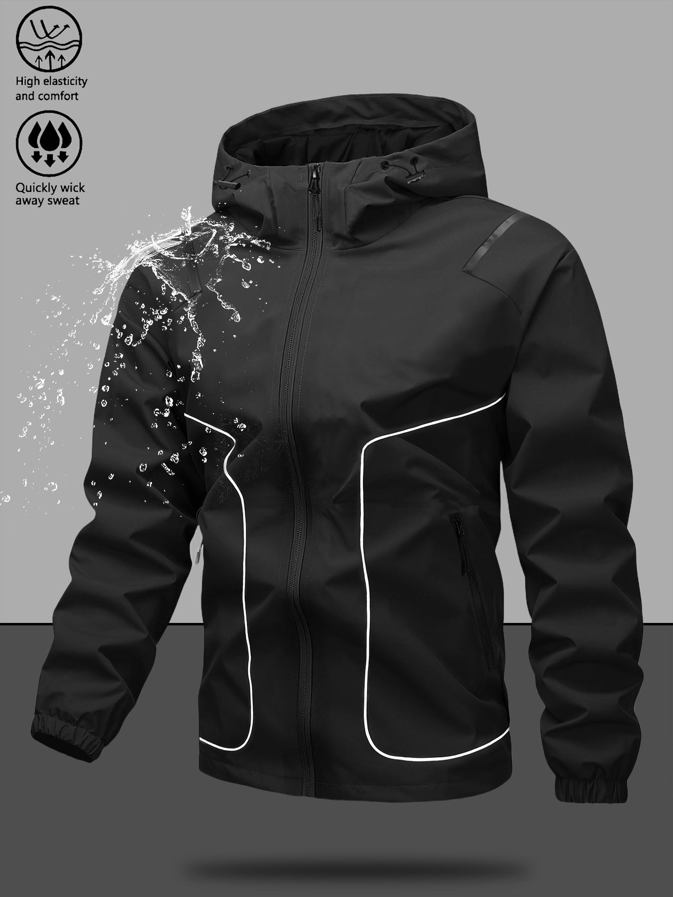 Men's Zip Up Hooded Jacket, Casual Regular Fit Long Sleeve Waterproof Windproof Lightweight Jacket for Outdoor Activities, Fashion Men's Outerwear for All Seasons Coats