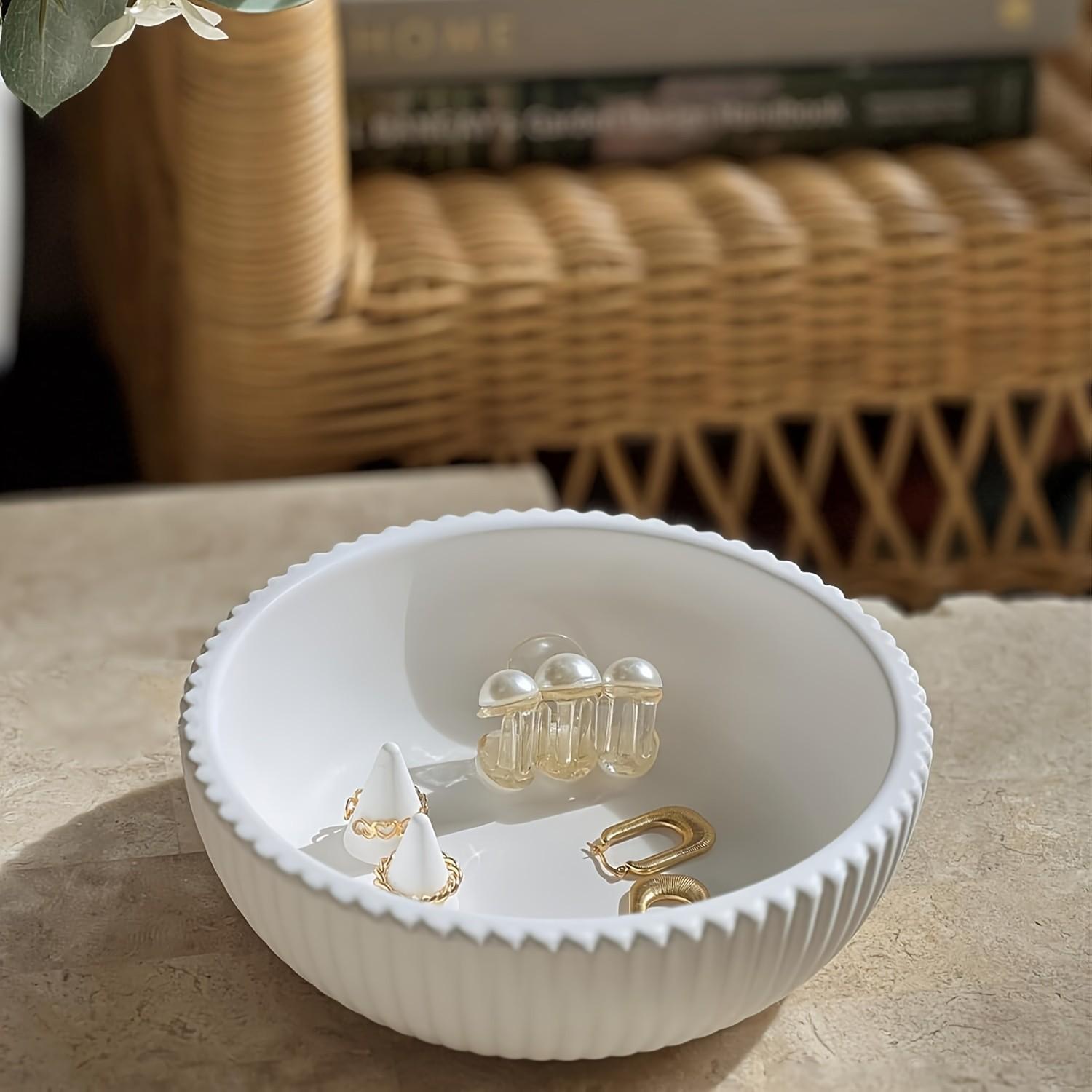 1-Piece Large Bowl Silicone Mould ,BOHO style, 20x7cm Striped Round Bowl, Resin Storage Container, DIY Craft Project