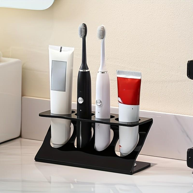 1 Pc Electric Toothbrush Organizer Stand – Multi-function storage rack for toothbrush, razor and toothpaste. Compact bathroom countertop holder, perfect for keeping toiletries neat and organized at home.