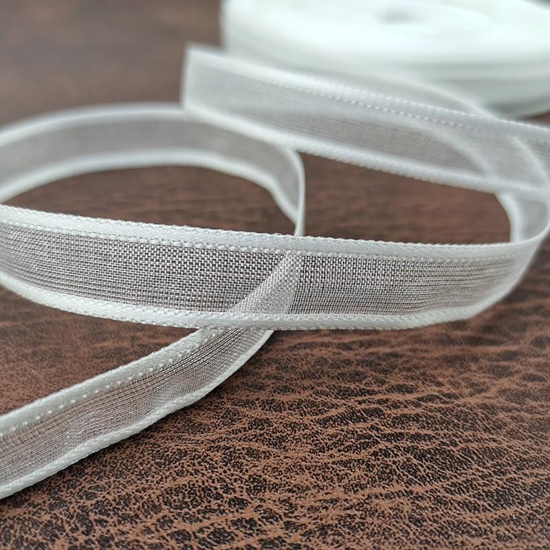 Handmade Ribbon Roll, 50m Long, 1cm Wide, Organza Semi-Transparent Design, Ideal for Gifts, Weddings, Crafts, DIY Projects Decoration