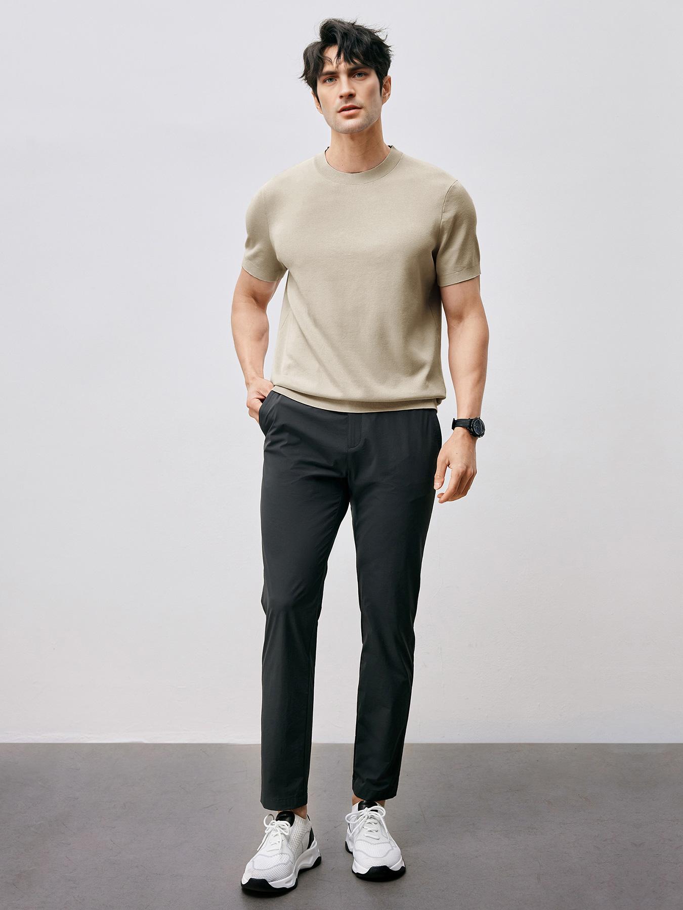 Fioboc Men's Crewneck Knitted T-Shirt Top for Father's Day, Christmas Gifts and Daily Casual, Comfortable, Breathable and Skin-Friendly Fioboc Men's Crewneck Knitted T-Shirt Top for Father's Day, Christmas Gifts and Daily Casual, Comfortable, Breathable and Skin-Friendly