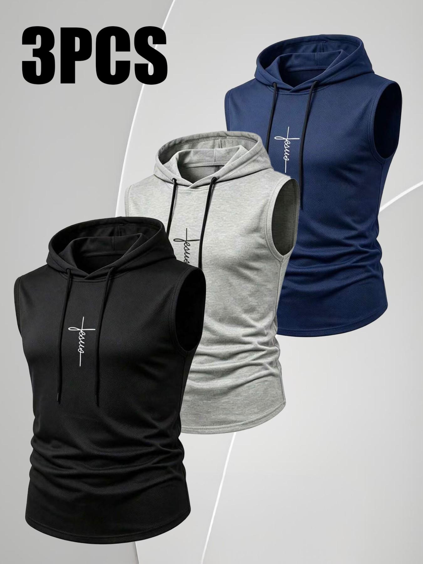 Men's Summer Lightweight Sports Running Fitness Tank Top, Fashion Casual Outdoor Hooded Vest, Comfortable and Stylish Activewear, Casual Gym Vests, Runners Vest