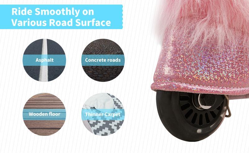 Linor Unicorn Ride on Toy for Girls 4 to 8 Years, Soft Plush Horse Riding with Steering Handle, Weight Capacity 165 LBS, No Batteries or Electricity Cute Play