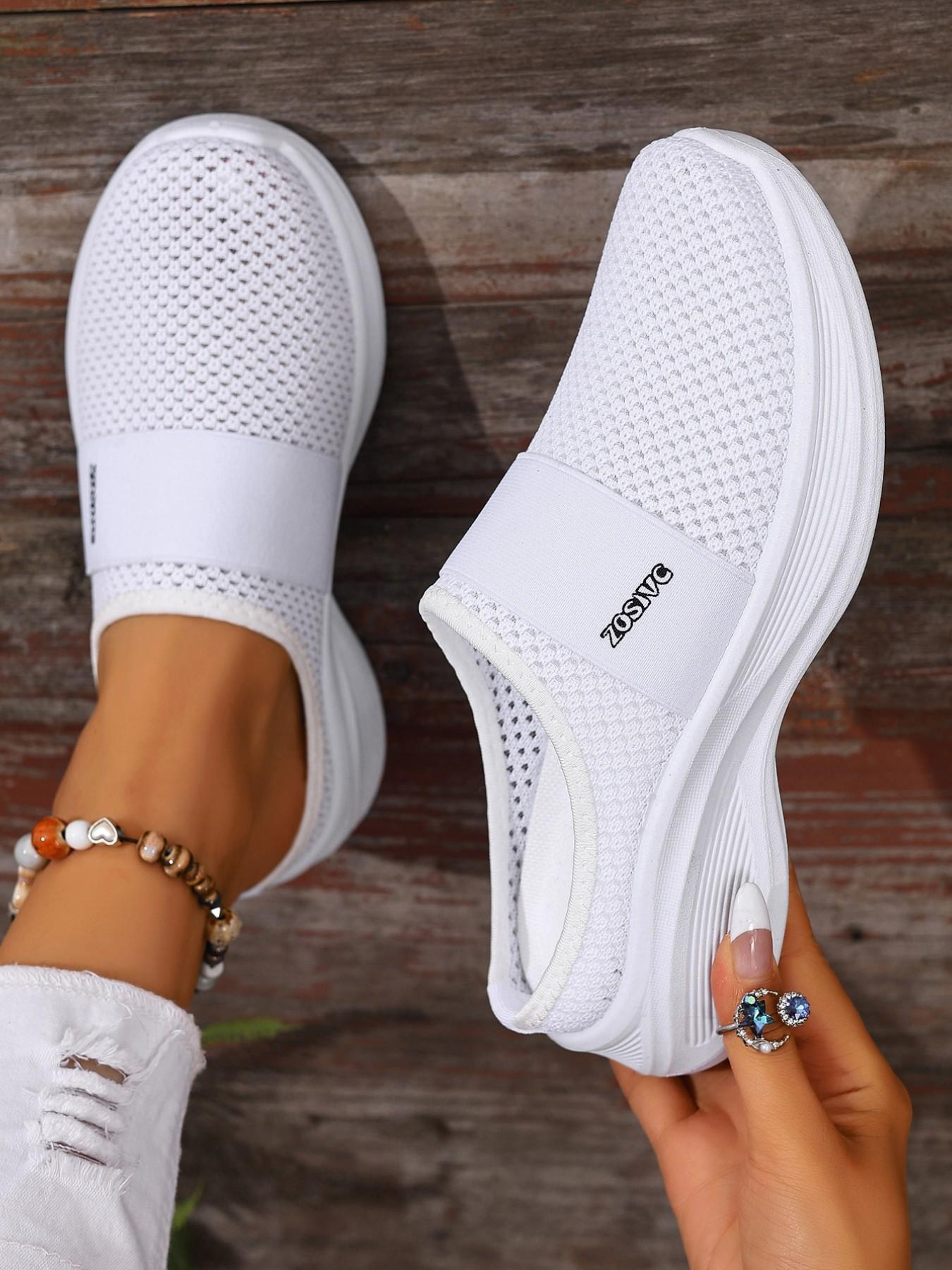 Women's Casual Sports Shoes, One-Click Slip-On, Spring Summer Beach Vacation Travel, Breathable Mesh, Comfortable Fit, Walking Shoes