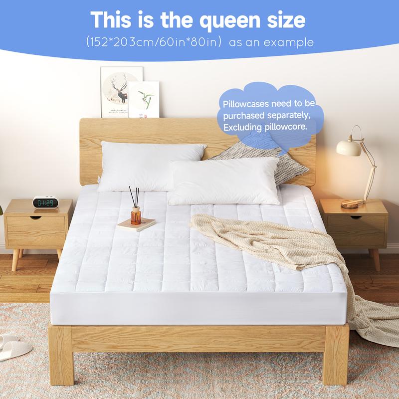 VIZIM Quilted Waterproof Mattress Protector, Fitted Mattress Pad Topper with 16 Inch Deep Pocket, Twin Full Queen King Size, Anti-Dust Mite & Breathable Bedding Cover, Machine Washable