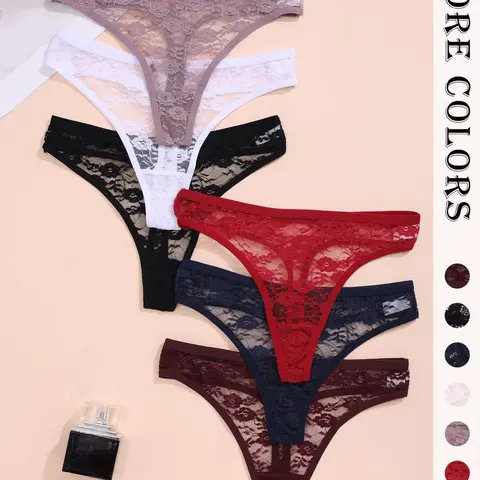 【Black Friday】6-Pack Women's Multi-Color Sexy Low-Rise Sheer Lace Thong Panties, Comfortable and Stylish Underwear for Women #GLOBAL PICKS