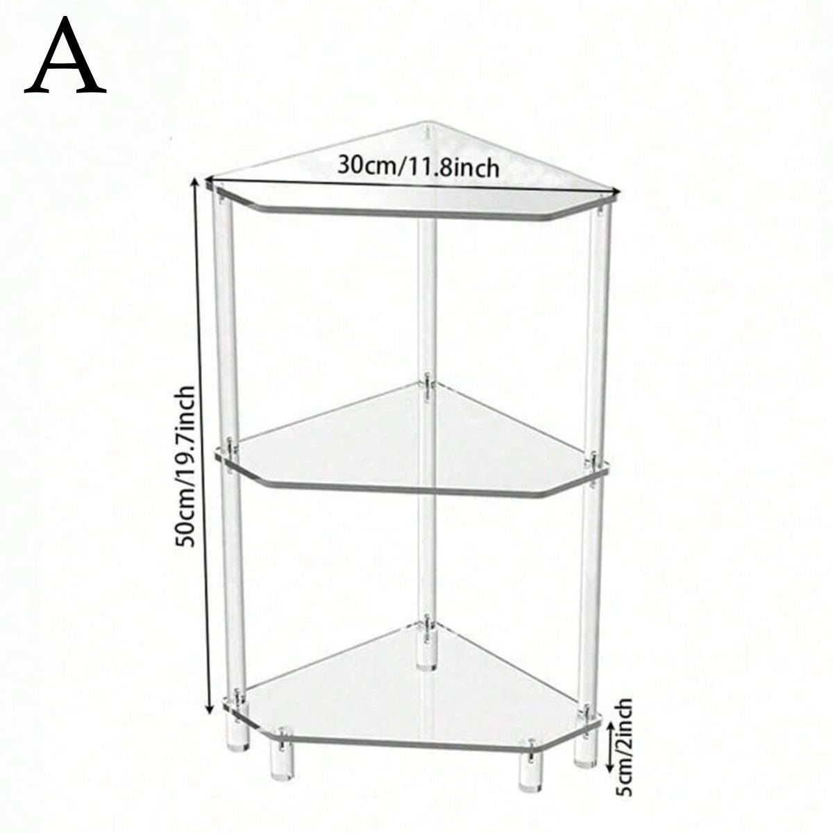 Modern Acrylic Corner Table, Modern Entryway Table, Modern Side Table, Transparent Triangle Shelf for Living Room Bedroom Bathroom, Easy Assembly Space-Saving Design