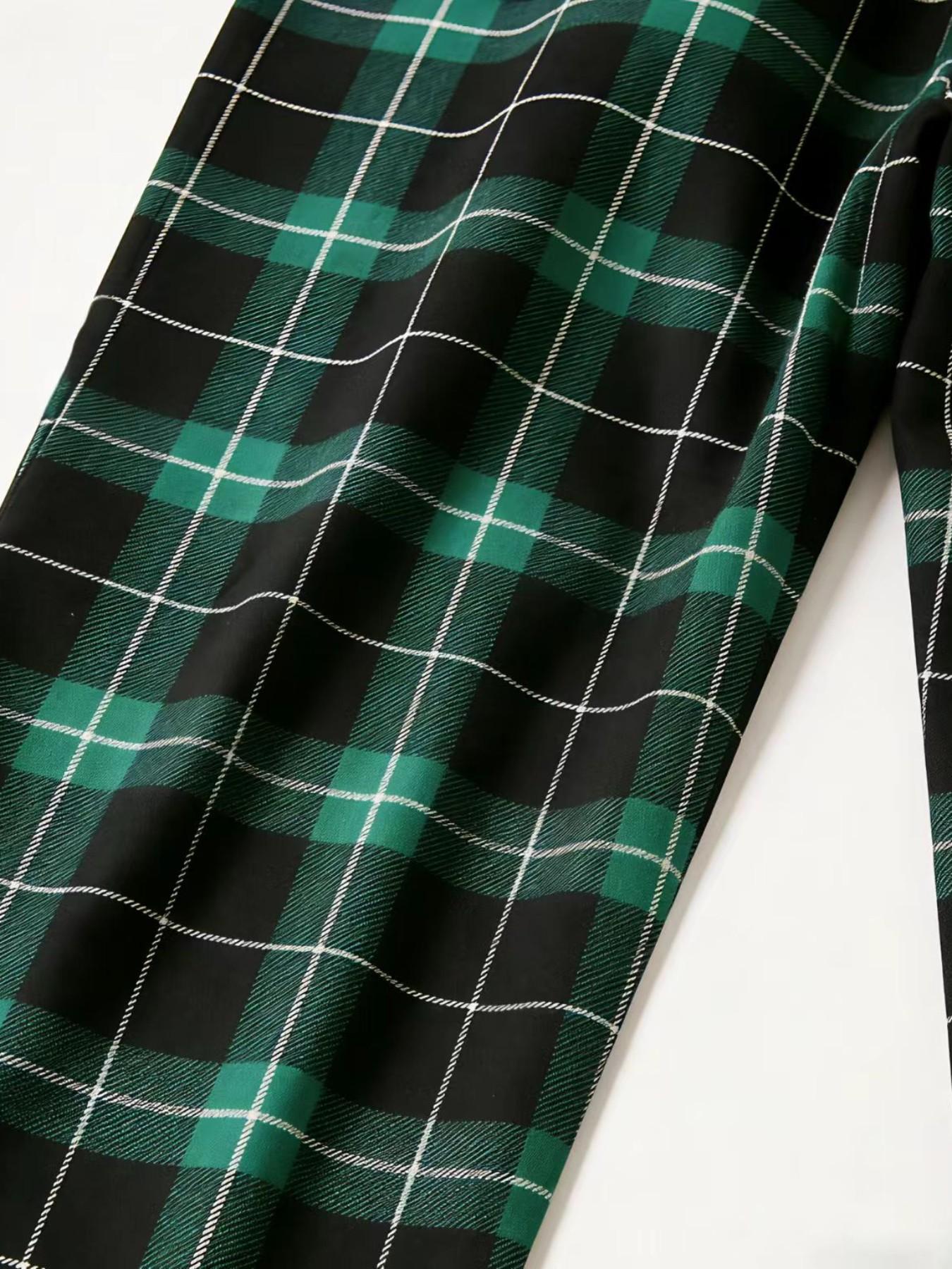 I Love My Boyfriend/Girlfriend Couple Pajama Set, Trending Matching 2 Piece Loungewear with Plaid Pants, Breathable Sleepwear for Couples, Perfect for Home Relax, Valentine's Day Gift, Nightwear & Cozy Couple Outfit