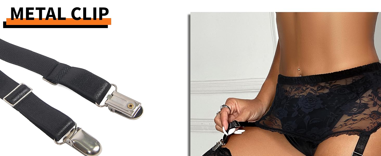 ohyeah Women's Sexy Lace Garter Belt with 6 Adjustable Straps & Easy Clip for Thigh Highs Stockings Floral Lingerie Comfortable Plus Size Fits Great