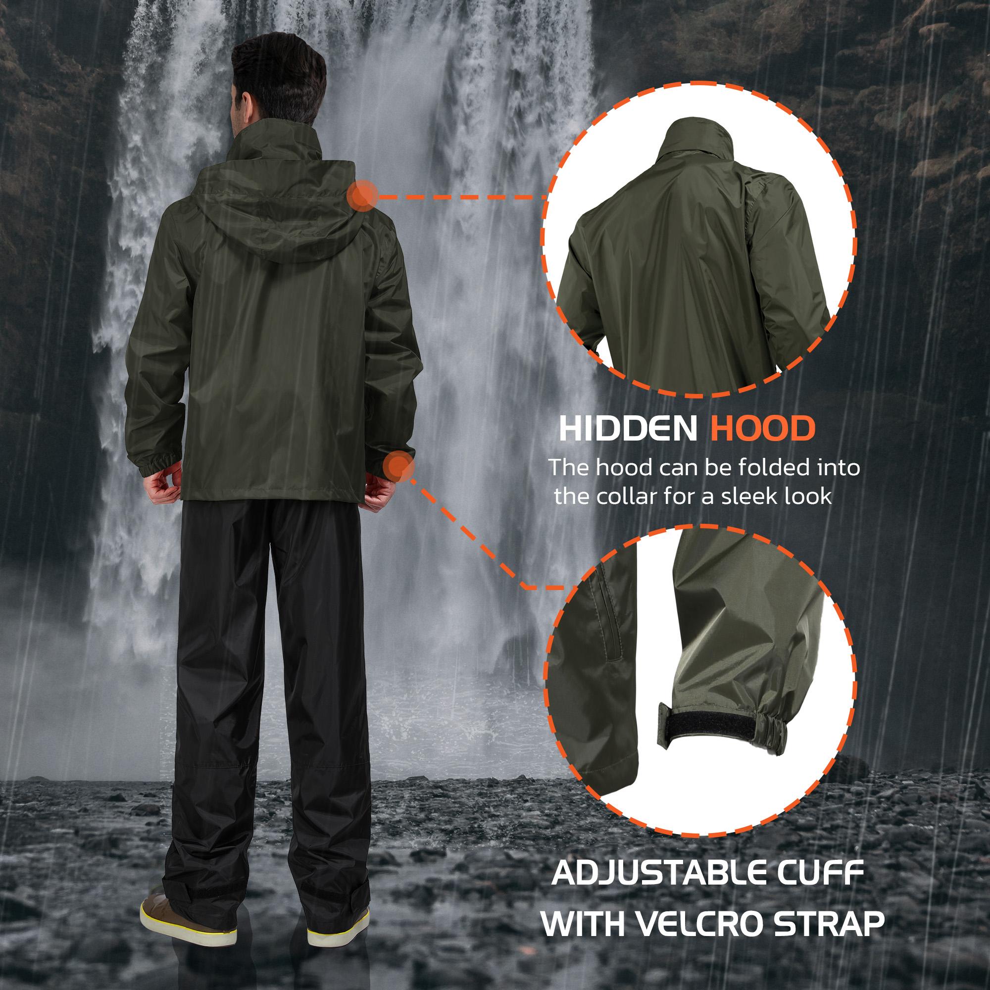 【RODEEL】702 Waterproof Jacket and Pants Set Men Lightweight Breathable Full Zip Hooded Rain Coat Durable Rain Suit Weatherproof Rainwear Windbreaker For Outdoor Sports Hiking Camping Fishing Boating Construction Landscaping Gardening, Holiday Gift