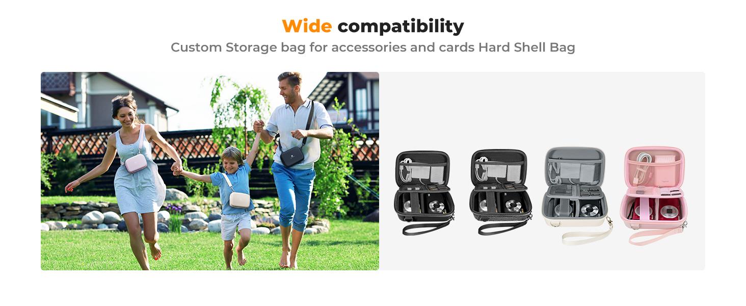 K&F CONCEPT Digital Small Camera Case, Compact Waterproof Small Camera Bag, Lightweight Camera Sling Bag for CCD/Sony DSCW800/DSCW830/Canon PowerShot - Beige