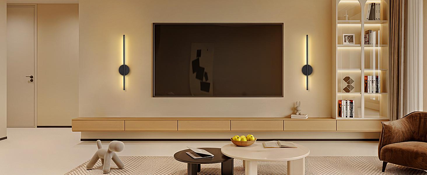 2pcs Gold/Black Recharging Wall Lamp 50cm/19.7inch LED Wall Sconces With Remote Control Magnetic Install For Bedside Hallway Stairwell Cloakroom Art Home Decor Fixture