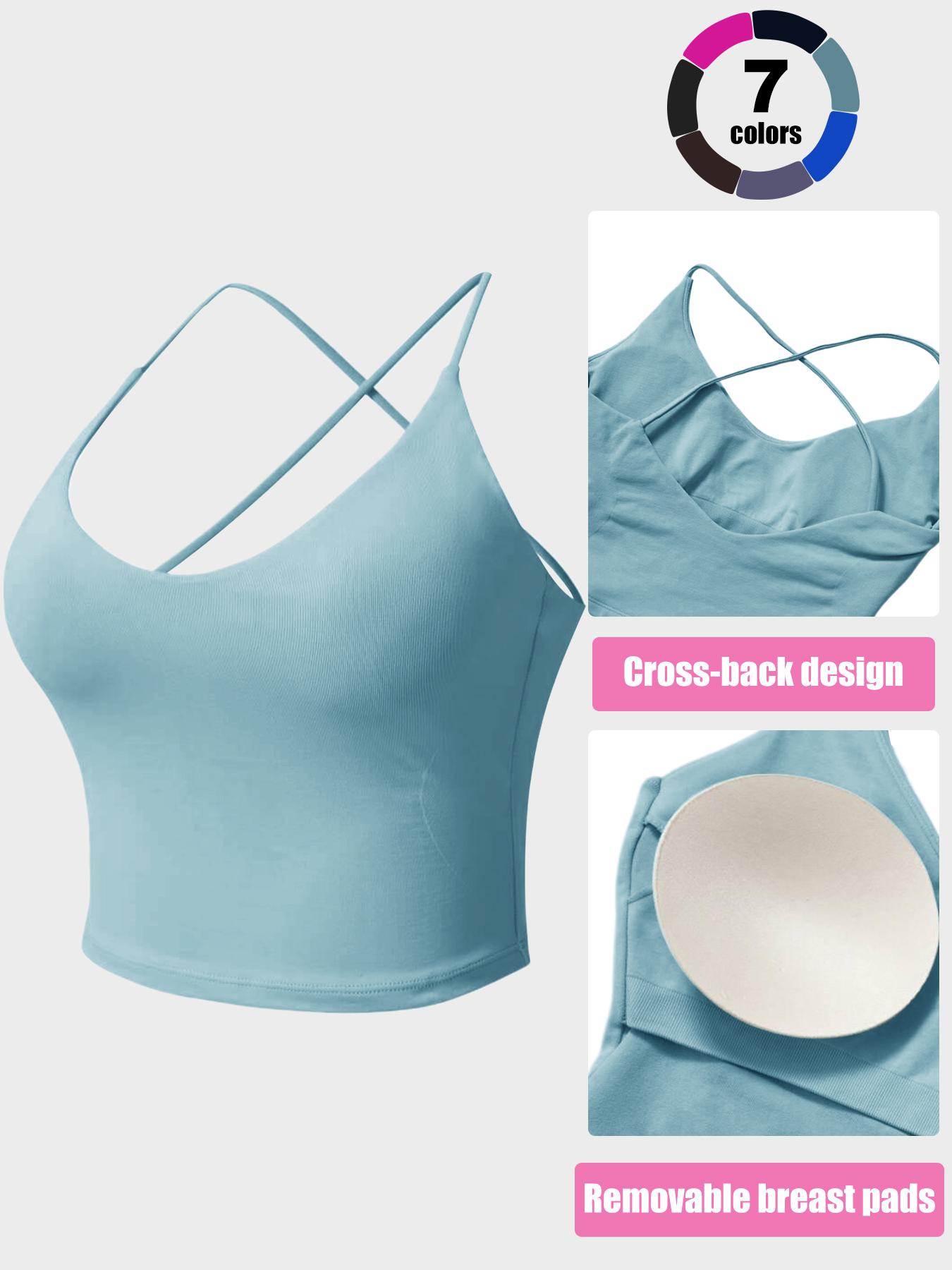 Women's High-Stretch Backless Cross-Back Seamless Tank Top Fitness Yoga Sports Bra Quick-Dry Running Spaghetti Strap Backless Cross-Back Sexy Training Top With Padded Cups Cross-Back Straps Oversized Backless Nude-Effect Sports Bra Yoga Workout Activewear