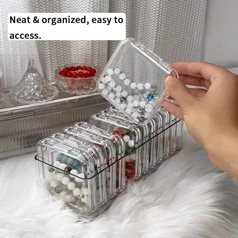12-Count Transparent Push-Button Bracelet Storage Boxes, Large-Capacity Plastic Organizer, Dustproof, Ideal for Jewelry Display